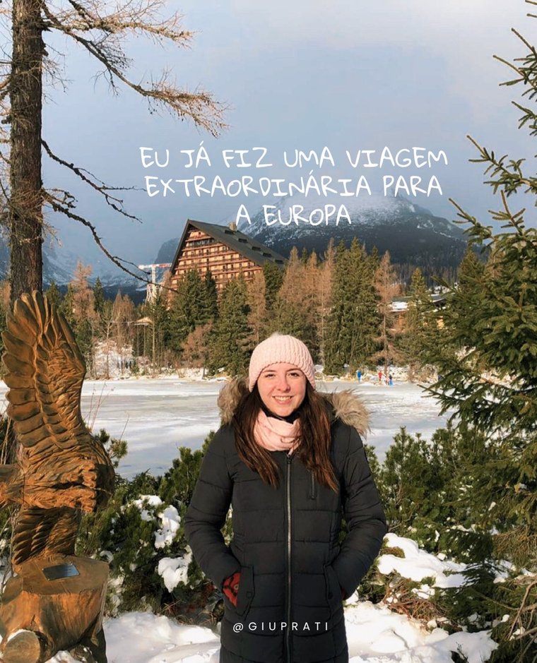 Giulia em paisagem de inverno na Europa